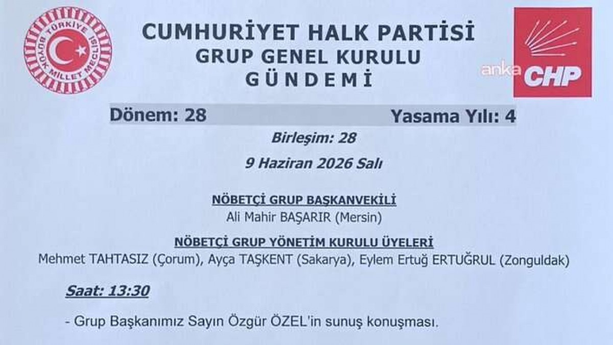CHP’den Meclis Başkanlığı’na başvuru: Grup toplantısında Özgür Özel konuşacak