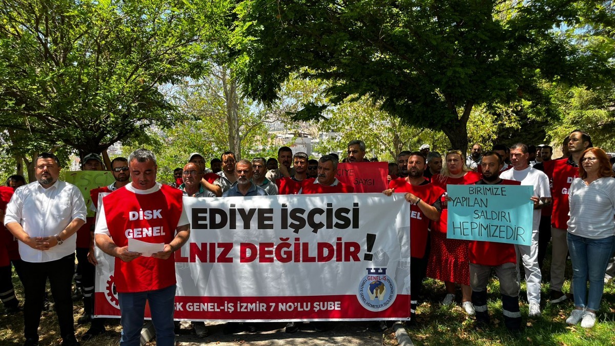 İzmir’de belediye işçilerinden şiddete karşı eylem: Emeğin onurunu savunacağız