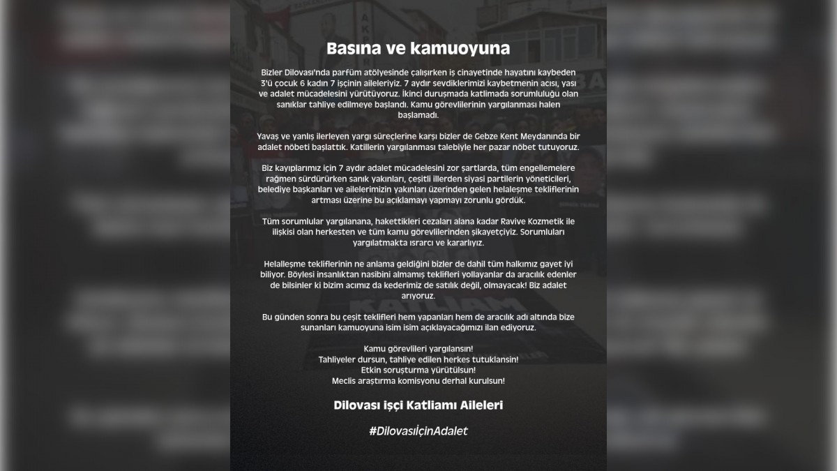 Dilovası İşçi Katliamı: Aileler ‘Helalleşme’ Adı Altındaki Para Teklifini Reddetti
