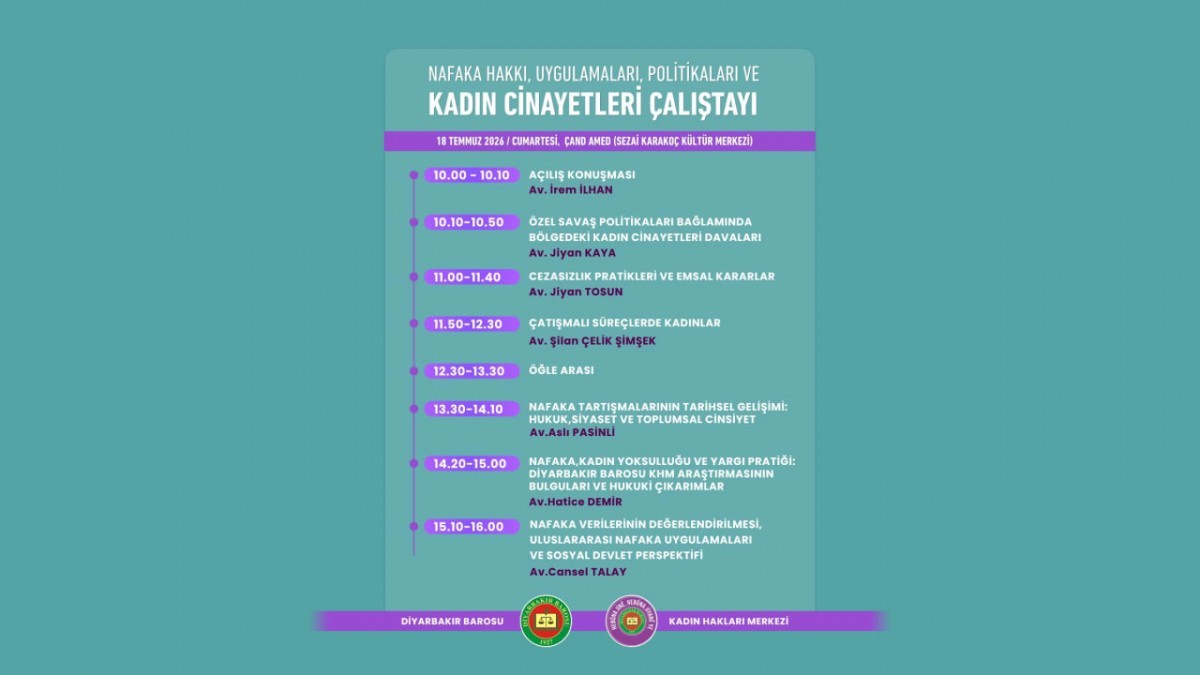 Diyarbakır’da nafaka hakkı ve kadın cinayetleri çalıştayı düzenlenecek