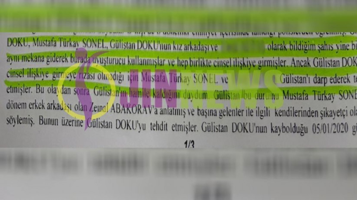 Gülistan Doku dosyasında gizli tanık beyanları: Tecavüz ve tehdit iddiası